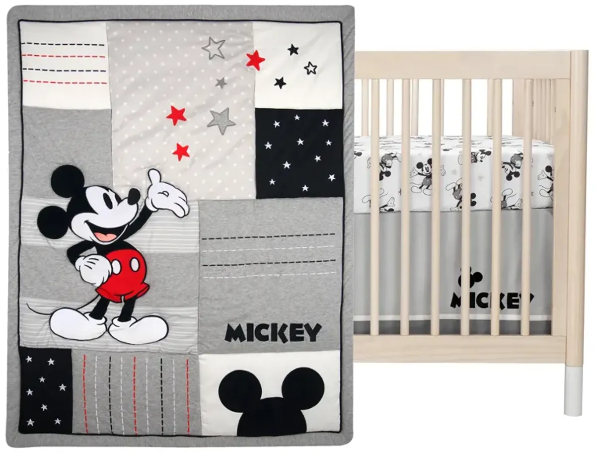 Lambs & Ivy Disney Baby Magical Mickey Mouse 3-Piece Crib Bedding Set - Gray