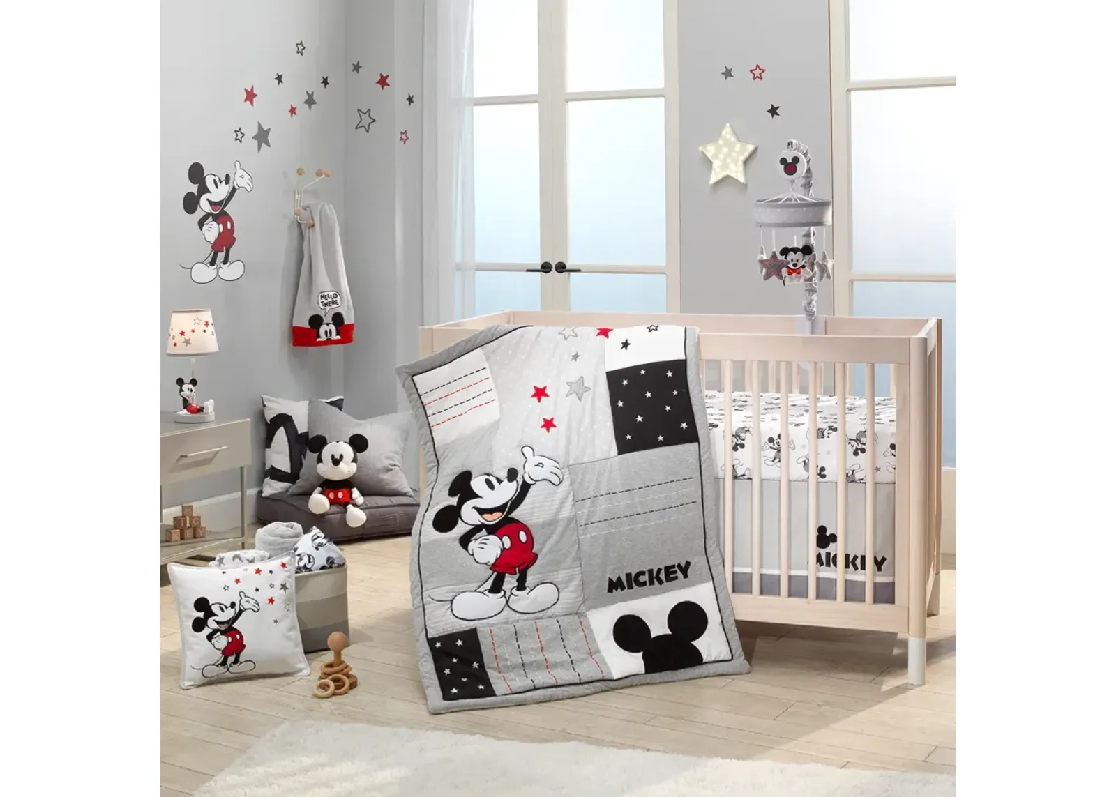 Lambs & Ivy Disney Baby Magical Mickey Mouse 3-Piece Crib Bedding Set - Gray