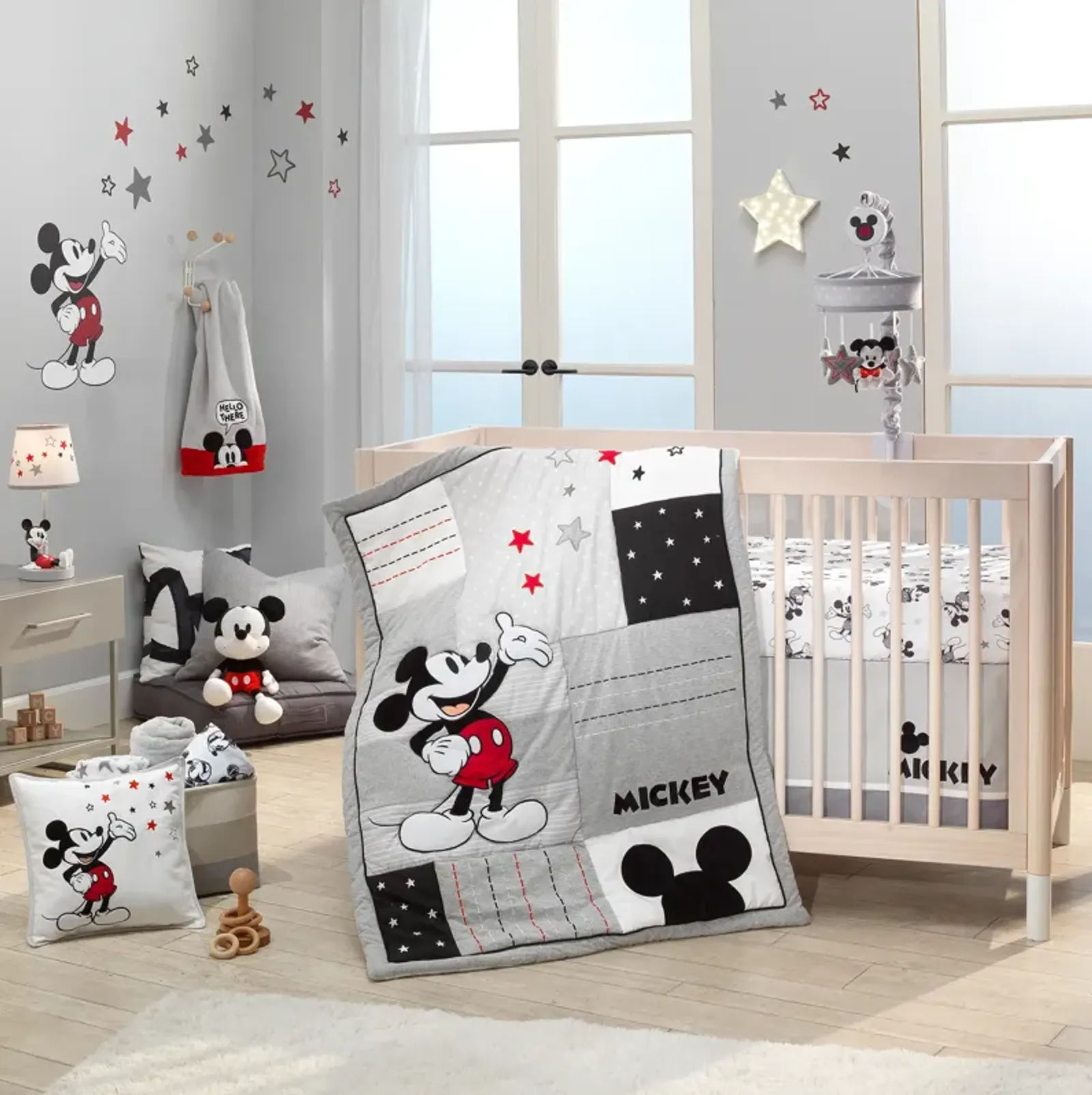 Lambs & Ivy Disney Baby Magical Mickey Mouse 3-Piece Crib Bedding Set - Gray