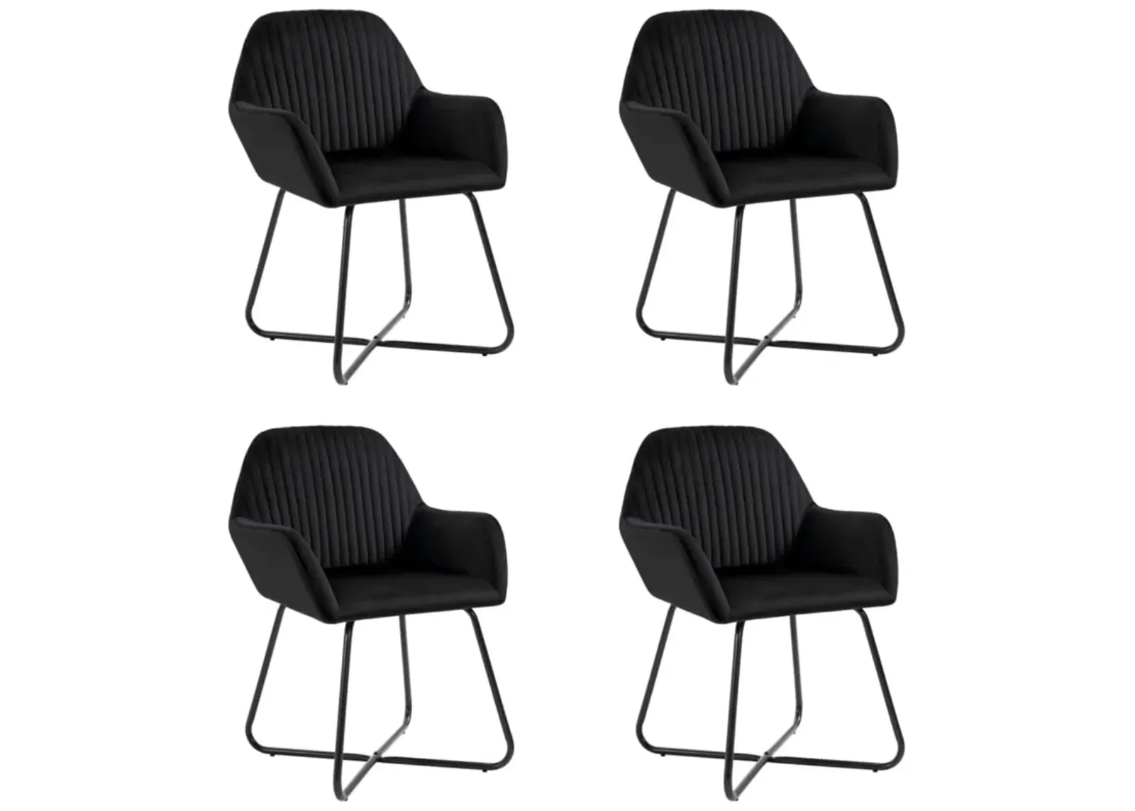 vidaXL Dining Chairs 4 pcs Black Velvet