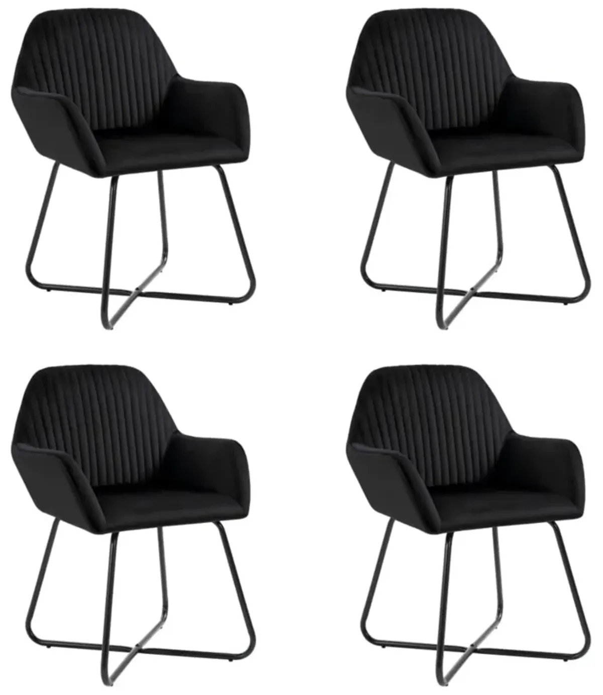 vidaXL Dining Chairs 4 pcs Black Velvet