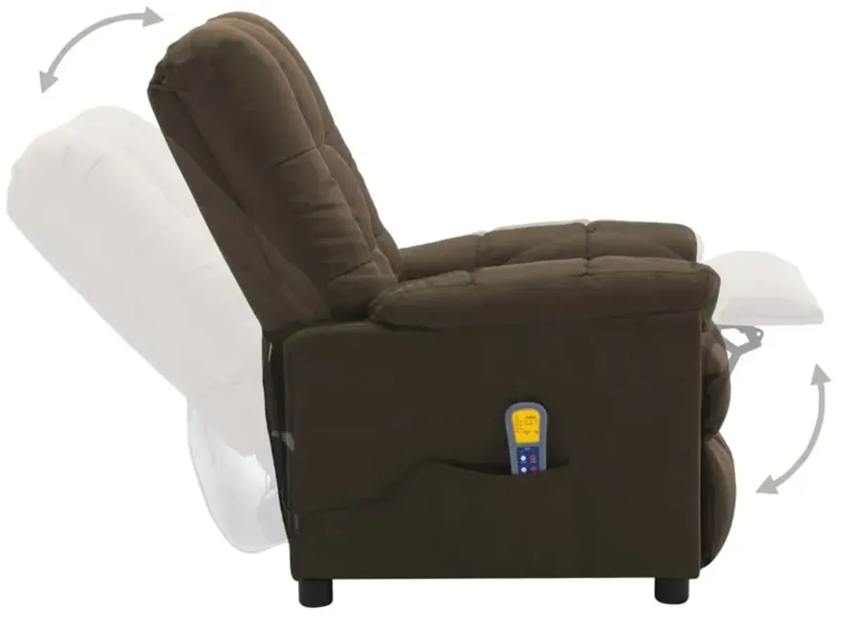 Massage Recliner Brown Fabric