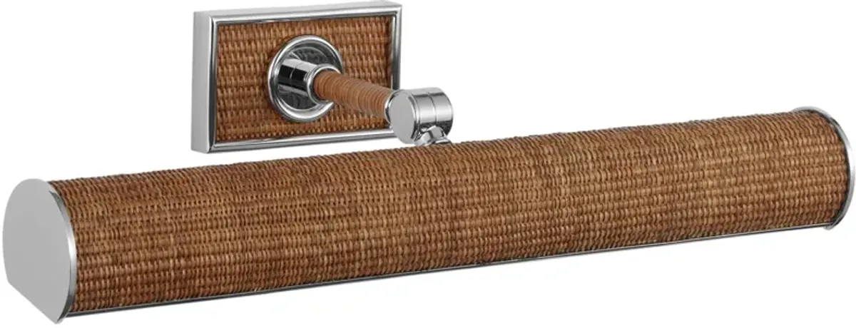 Halwell 18" Picture Light in Polished Nickel and Natural Woven Rattan