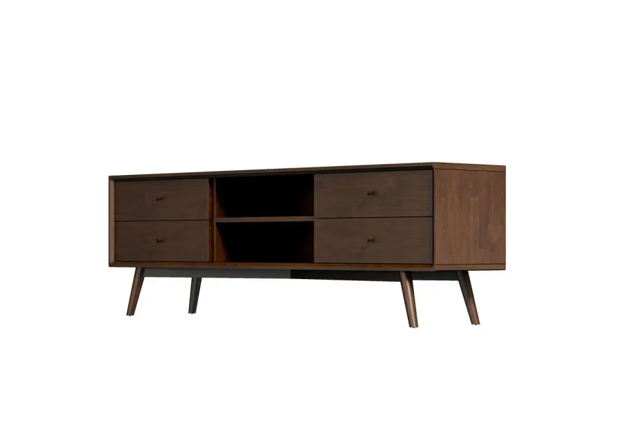 Ashcroft Furniture Co Caroline Mid Century Modern Style Walnut TV Stand up to 72