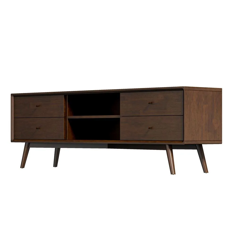 Ashcroft Furniture Co Caroline Mid Century Modern Style Walnut TV Stand up to 72