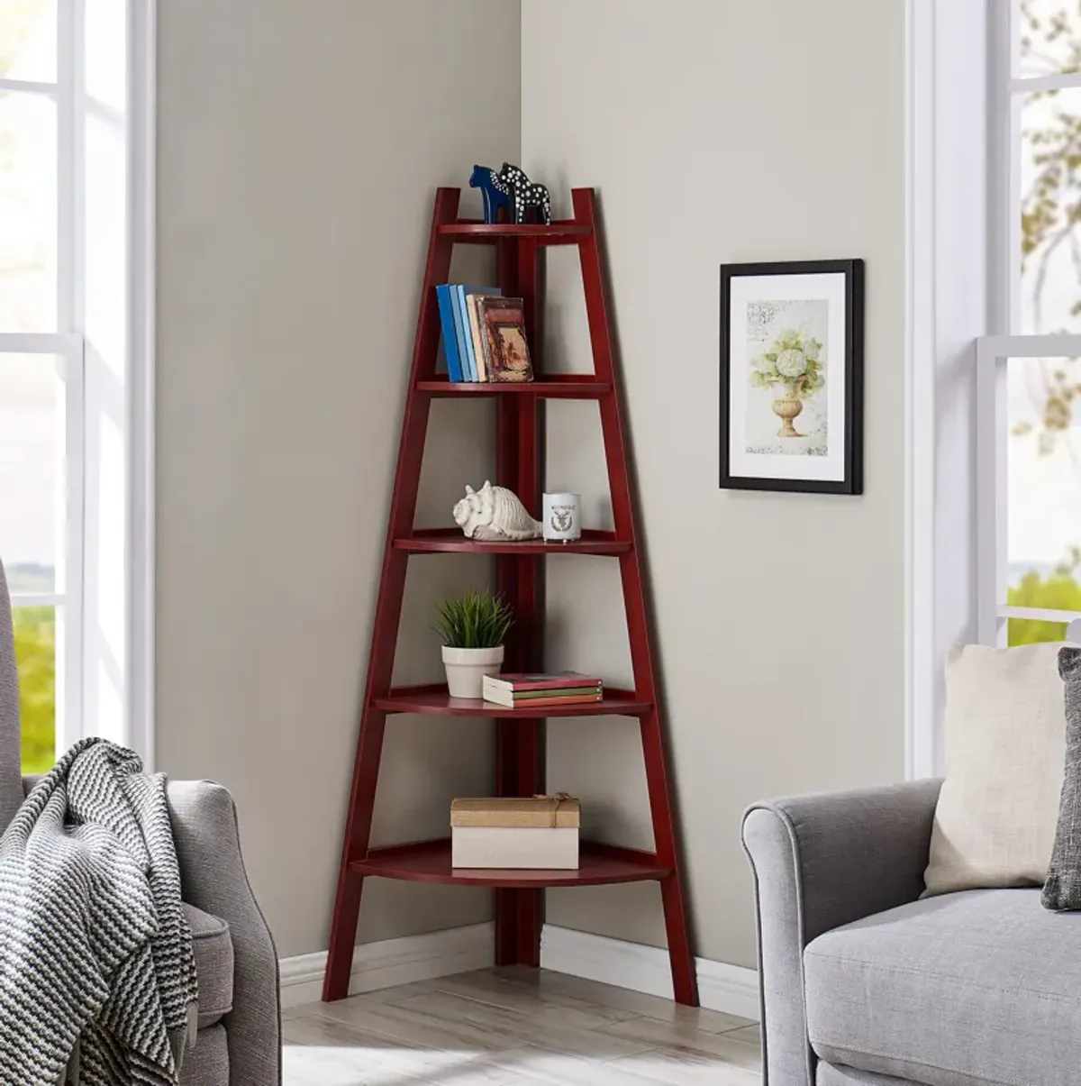 Five Tier Corner Ladder Display Bookshelf