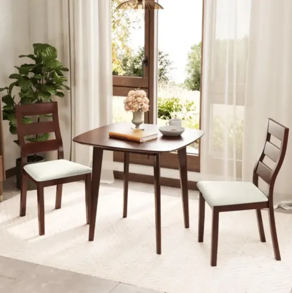 Hivvago 3-Piece Dining Table Set with Wooden Square Kitchen Table and 2 Chairs
