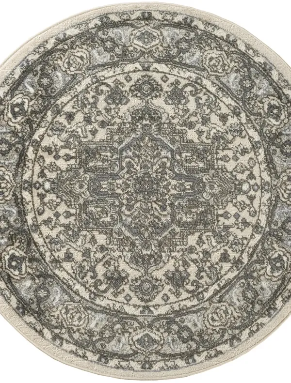 Quarry QUA05 Ivory/Blue 4' x Round Rug