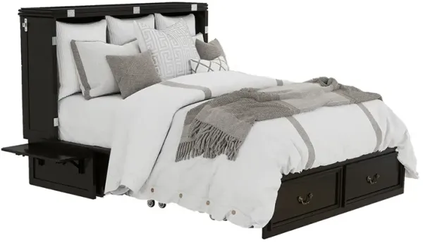 Livelylodge Solid Wood Murphy Bed with 2 USB&Charging Ports Brownish Black Color