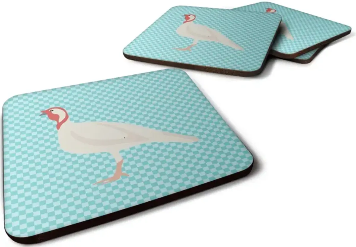 Caroline's Treasures Beltsville Small White Turkey Hen Blue Check Decorative coasters, 3.5, Multicolor