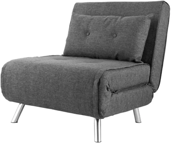 35 Inch Sofa Futon Bed, Convertible, Modern Velvet Lumbar Pillow, Gray-Benzara