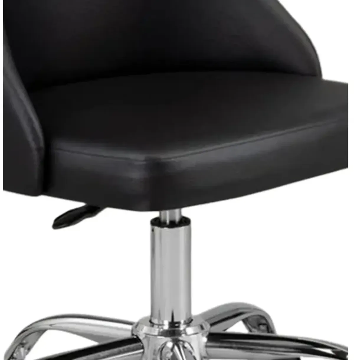 Yim 22 Inch Adjustable Swivel Office Chair, Black Faux Leather, Chrome Base - Benzara