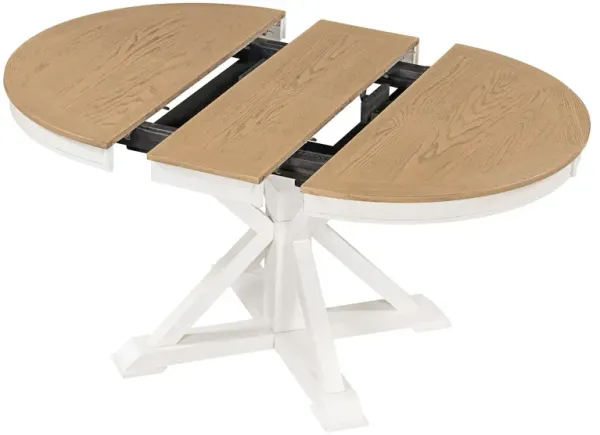 Retro Extendable Dining Table with 12" Leaf for Kitchen or Dining Room