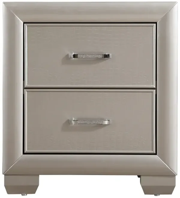 Kat 2-Drawer Silver Champagne Nightstand (24 in. H x 17 in. W x 24 in. D)
