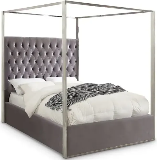 Meridian Furniture Porter Grey Velvet Queen Bed