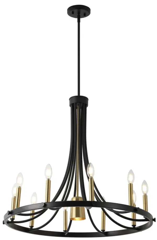 Dante 11-Light Transitional Modern Iron Adjustable Wagon Wheel LED Chandelier with Downlight