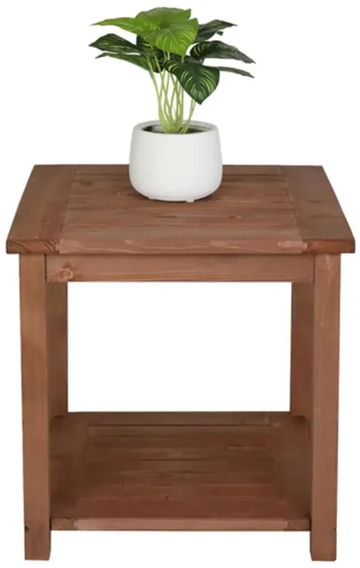 Square Wood Side Table in Carbonized Finish for Living Room and Patio