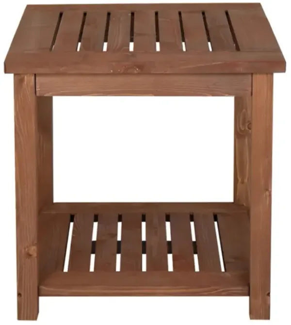 Square Wood Side Table in Carbonized Finish for Living Room and Patio