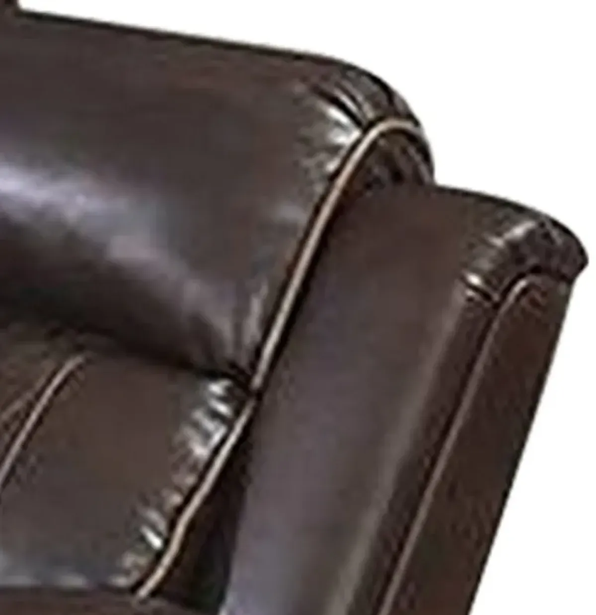 Seda 80 Inch Power Reclining Sofa, USB Port, Dark Brown Vegan Faux Leather - Benzara