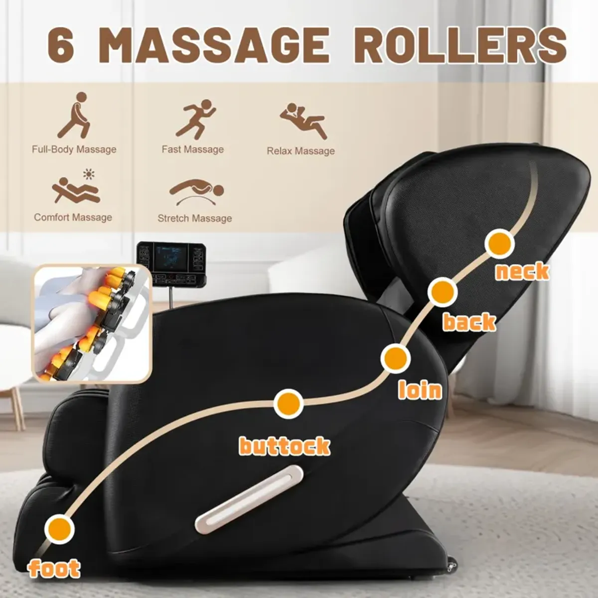 Massage Chair Recliner With Zero Gravity With Full Body Air Pressure