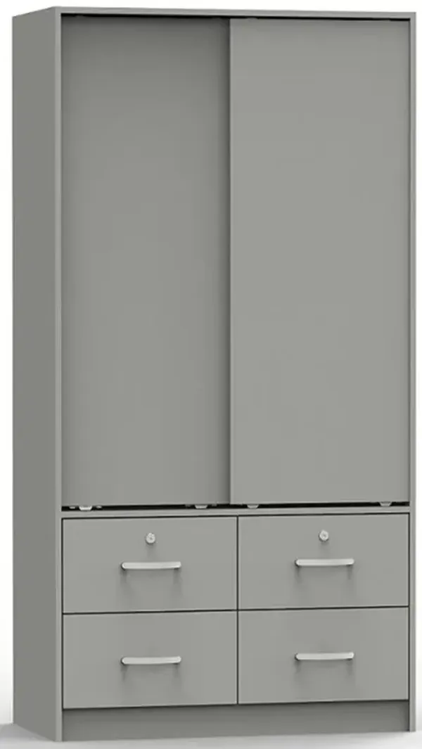 Better Home Products Sarah Modern Wood Double Sliding Door Armoire in Light Gray
