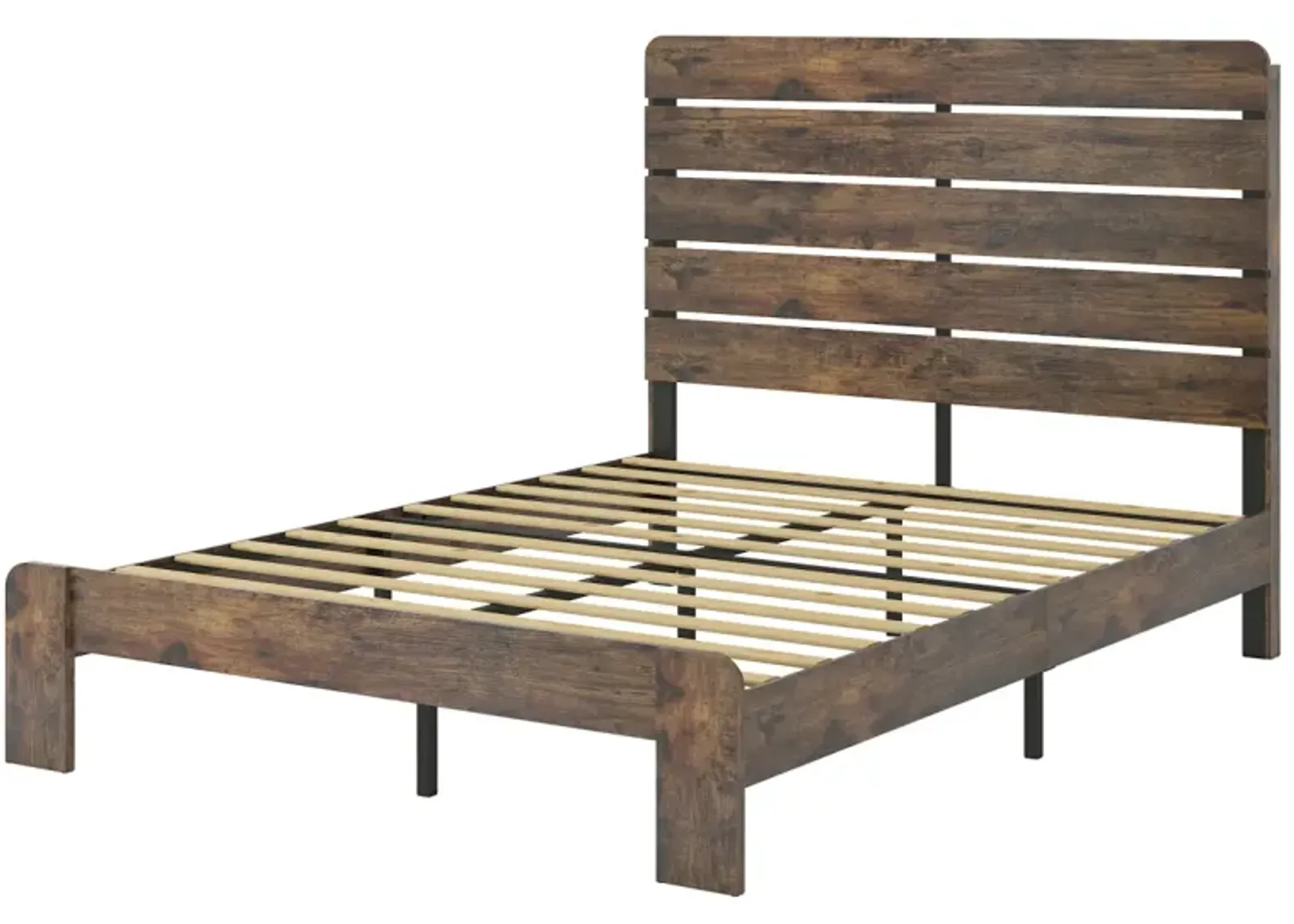 King Size Wood Platform Bed Frame with Storage