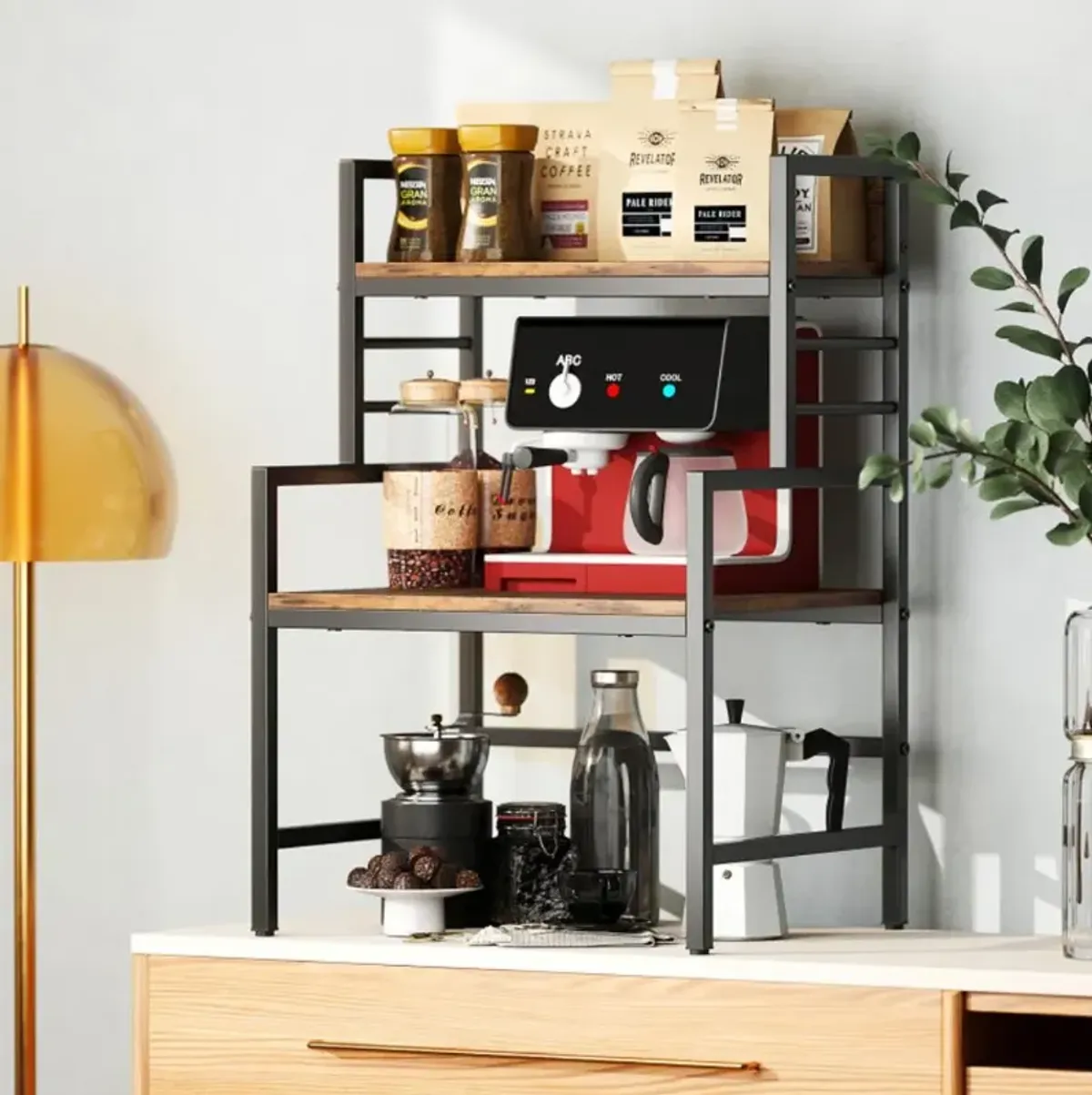 Hivvago 3-Tier Microwave Stand with 2 Open Shelves and Heavy-duty Metal Frame