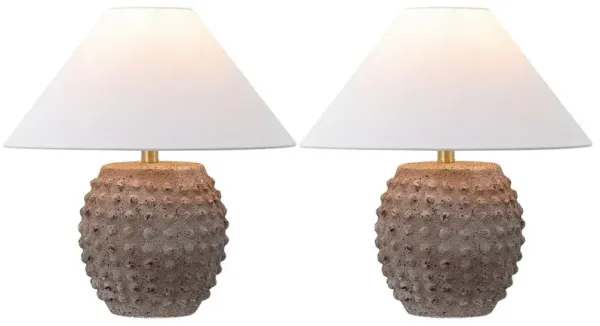 Effie 18.25" Minimalist Scandinavian Ceramic/Iron Hobnail LED Table Lamp