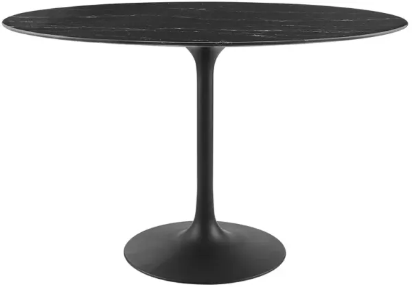 Modway - Lippa 48" Round Artificial Marble Dining Table Black Black