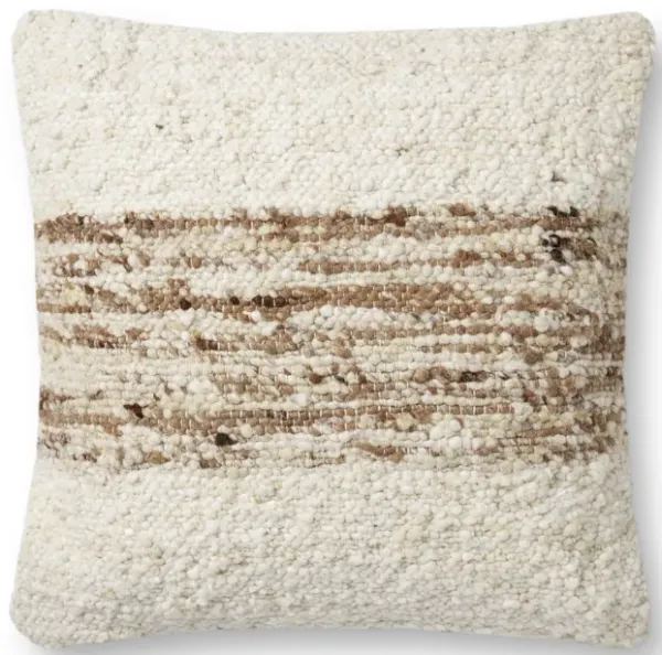 Marie PAL0031 Ivory/Camel 22''x22'' Polyester Pillow by Amber Lewis x Loloi