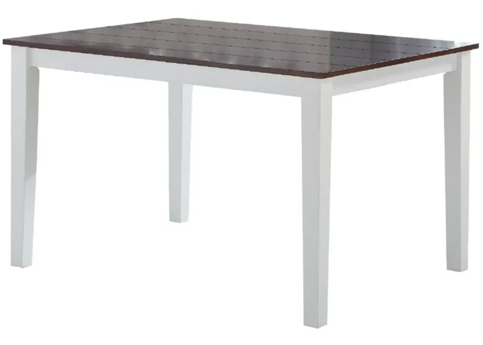 48 Inch Wood Dining Table, Plank Top, 4 Seater, White, Walnut Brown-Benzara