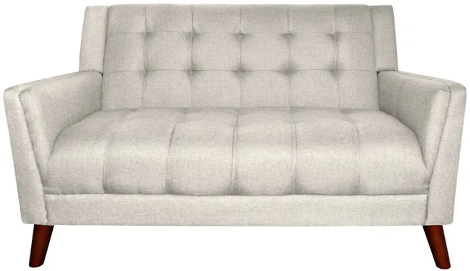 Loveseat Settee, 53 Inch, Tufted Waffle Stitch, Solid Wood, Beige Polyester - Benzara