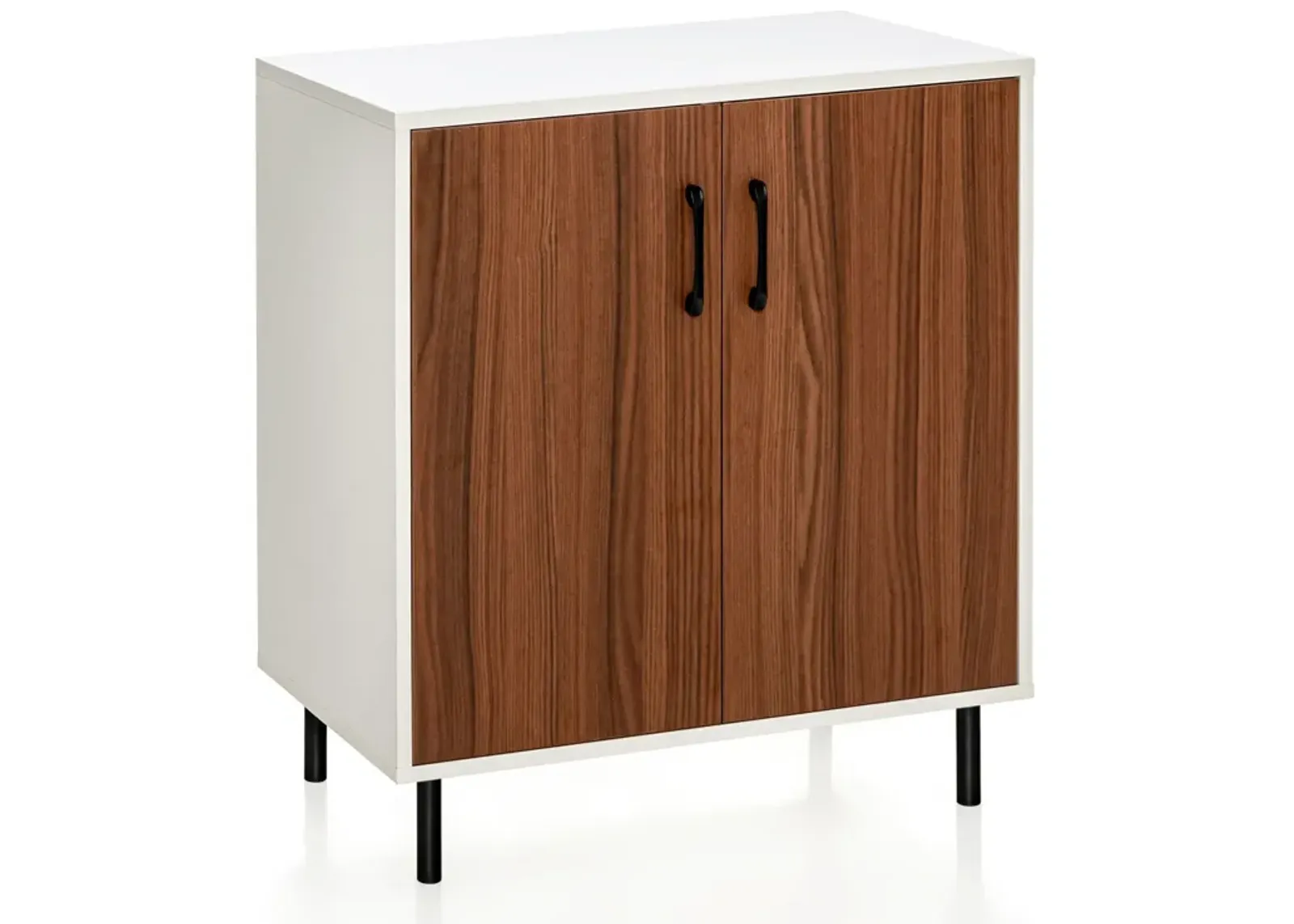 Wood Buffet Side Cabinet with 2 Doors and 5-Position Adjustable Shelf-Walnut