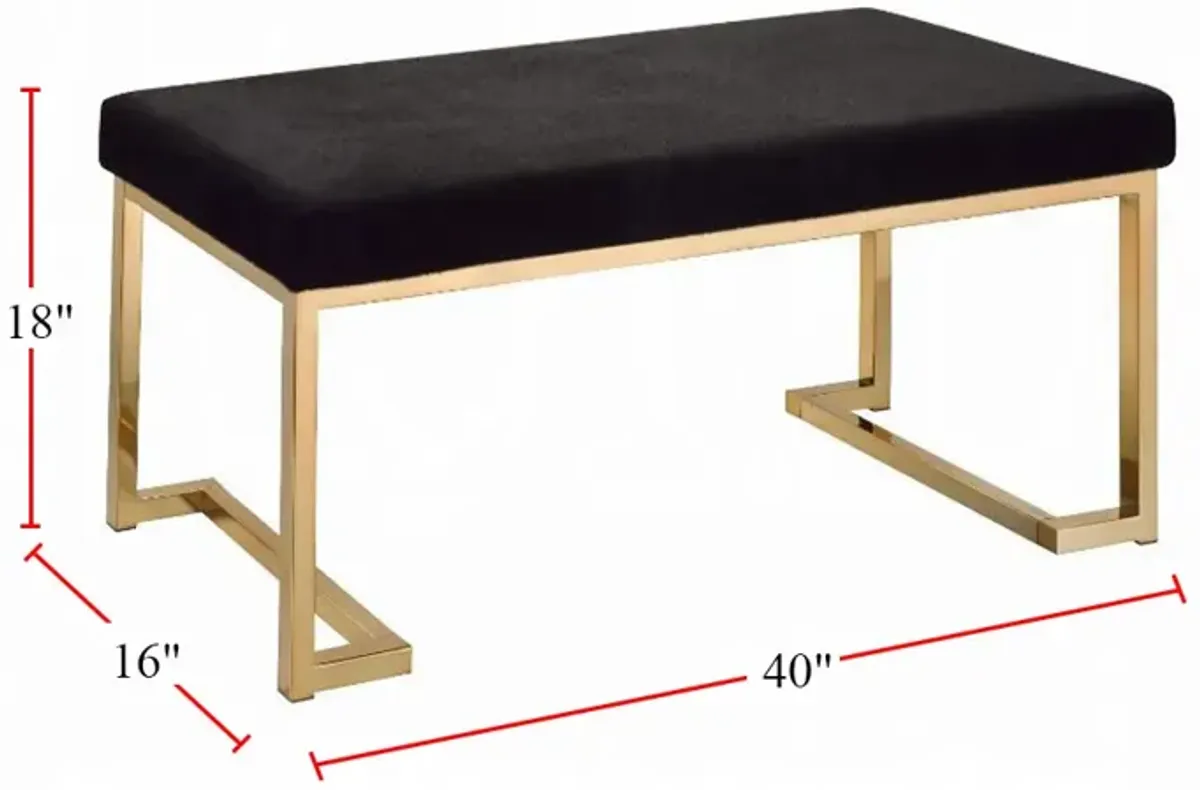 Fabric Bench in Black and Champagne Finish