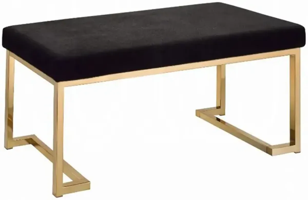 Fabric Bench in Black and Champagne Finish