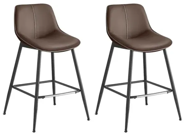 Stylish Counter Height Bar Stools with Back, Set of 2 for Dining or Kitchen