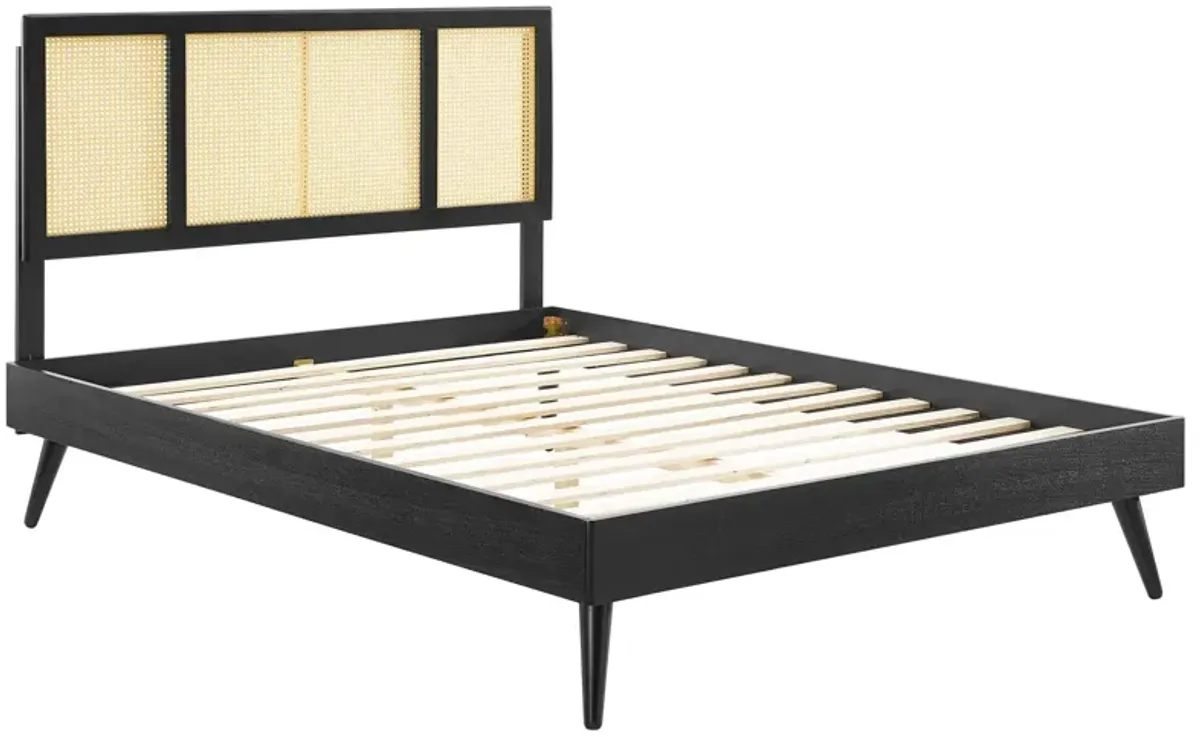 Modway - Kelsea Cane and Wood Queen Platform Bed with Splayed Legs