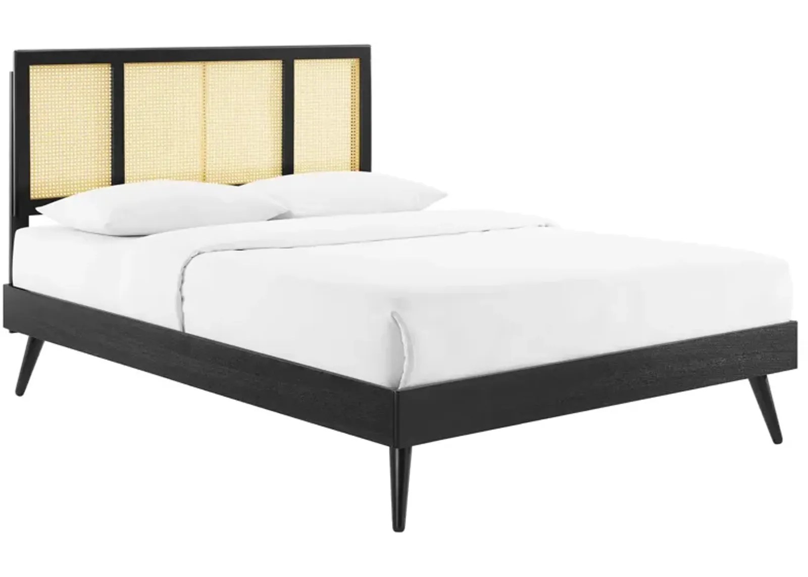 Modway - Kelsea Cane and Wood Queen Platform Bed with Splayed Legs