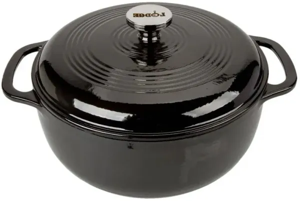 Round 6-Quart Enamel Cast Iron Dutch Oven with Lid
