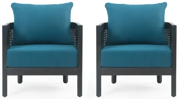 Merax Outdoor Acacia Wood Wicker Club Chair with Cushions