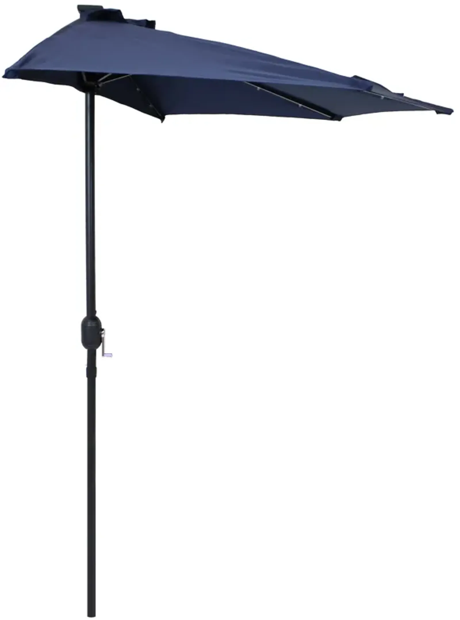 Sunnydaze 9 ft Solar Steel Half Patio Umbrella with Crank