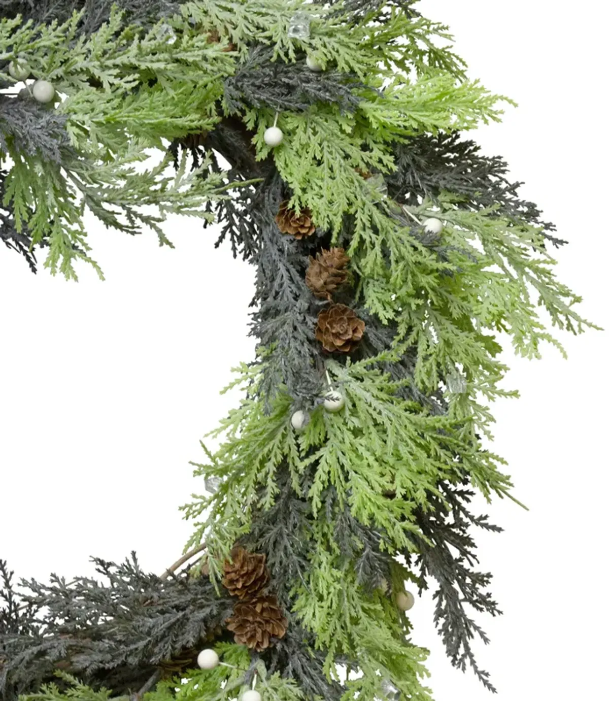 Berry  Cedar and Pine Cone Artificial Christmas Wreath - 24-Inch  Unlit