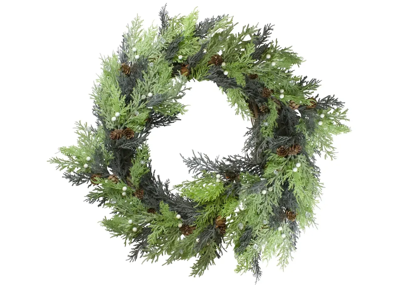 Berry  Cedar and Pine Cone Artificial Christmas Wreath - 24-Inch  Unlit