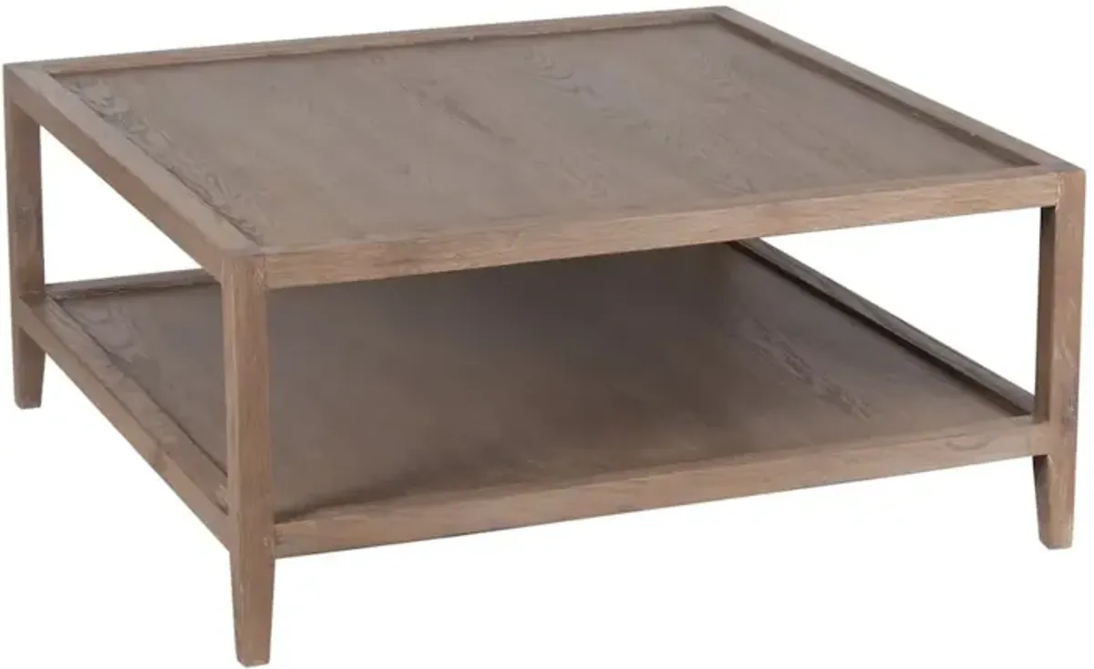 Porter Designs Lowell Solid White Oak Wood Coffee Table, Brown