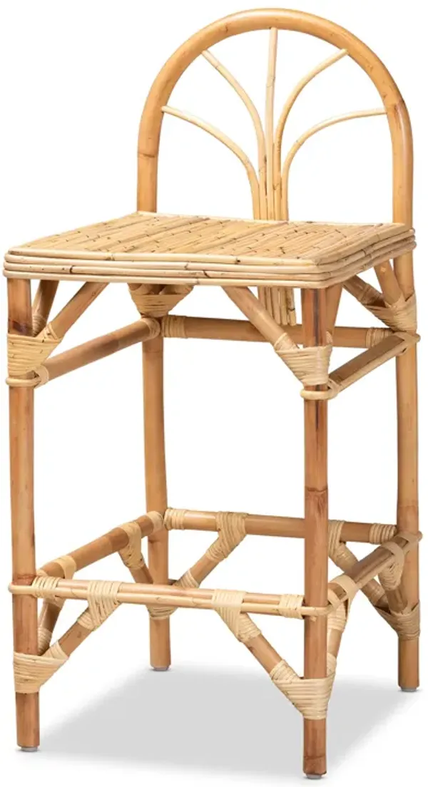 Baxton Studio Seville Modern and Contemporary Natural Finished Rattan Counter Stool