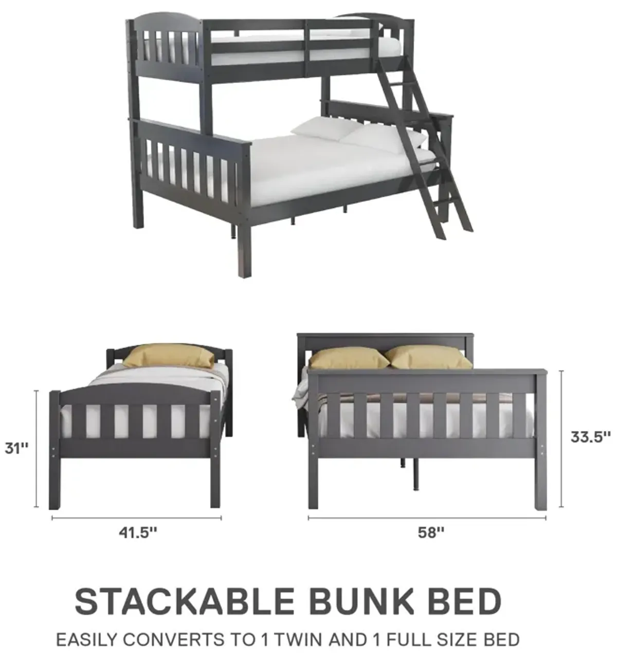 DHP Airlie Twin-Over-Full Bunk Bed with Ladder