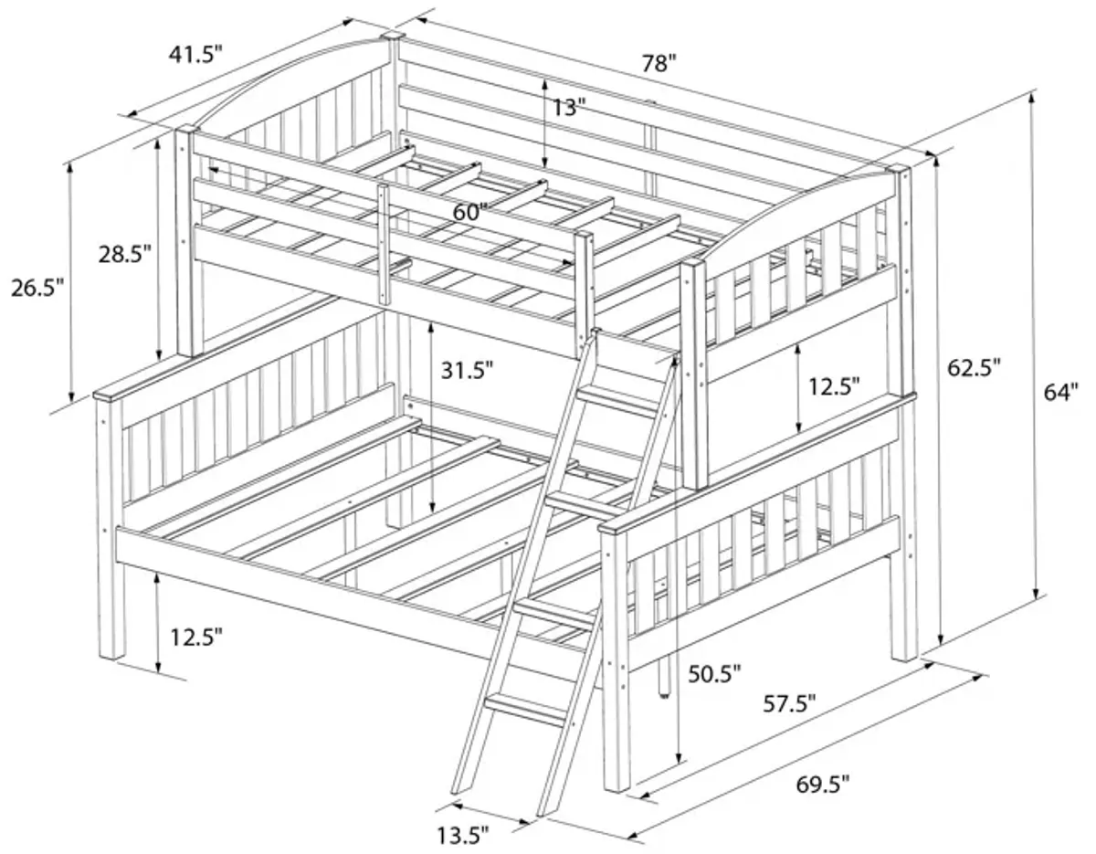 DHP Airlie Twin-Over-Full Bunk Bed with Ladder