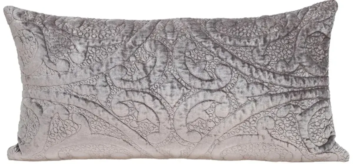 20" Taupe Quilted Damask Pattern Rectangular Throw Pillow