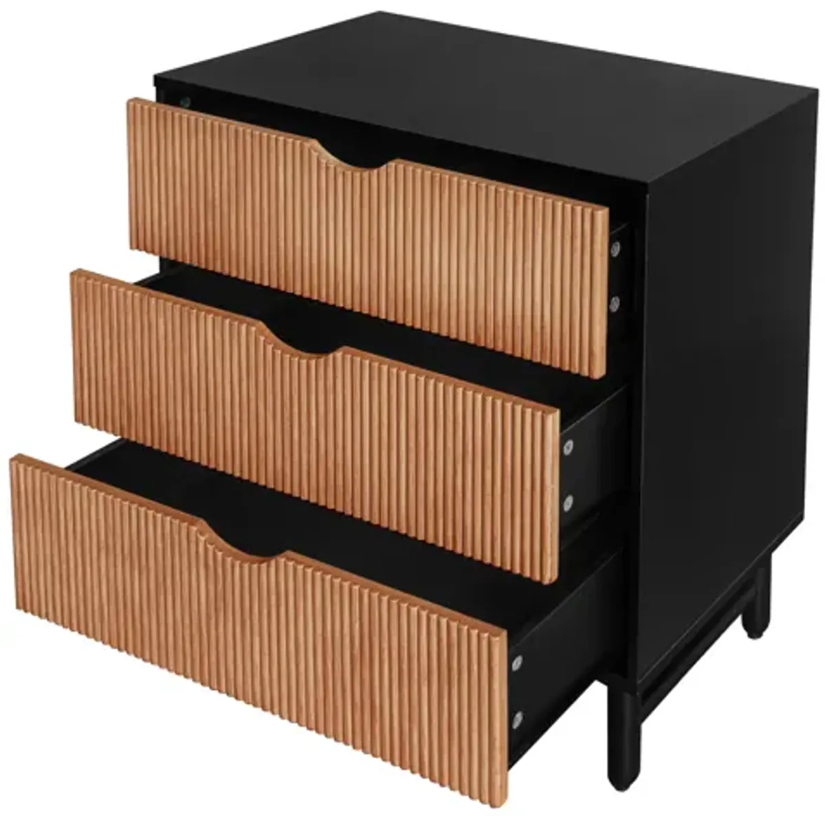 3-Drawer Dresser, Modern Chest of Drawers, Floor Wooden Storage Organizer with 3 Pull-Out Drawers, Freestanding Utility Storage Cabinet for Living Room, Bedroom, Entryway, Study.