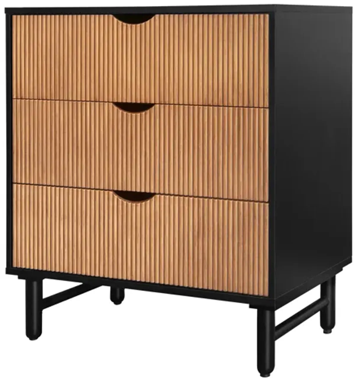 3-Drawer Dresser, Modern Chest of Drawers, Floor Wooden Storage Organizer with 3 Pull-Out Drawers, Freestanding Utility Storage Cabinet for Living Room, Bedroom, Entryway, Study.